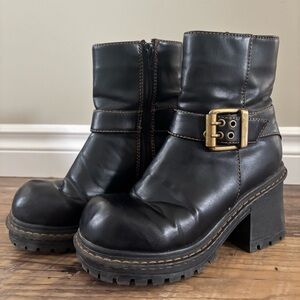 Vintage 90s 725 Chunky Black Moto Boots | Doc Martens Style